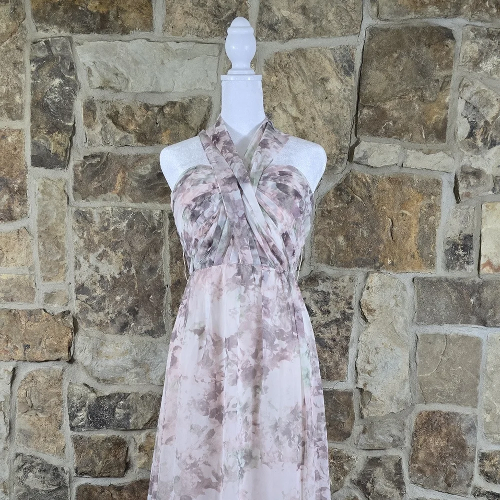 Jenny Yoo Nyla Convertible Floral Chiffon Dress Gown